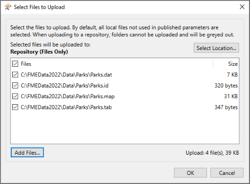 Select Files to Upload with files selected